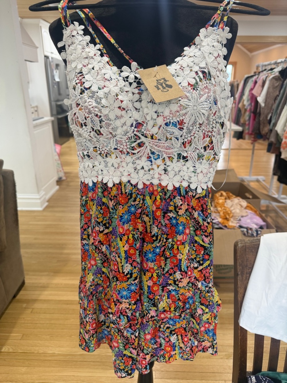 Floral Crochet Bodice Romper - Multicolor